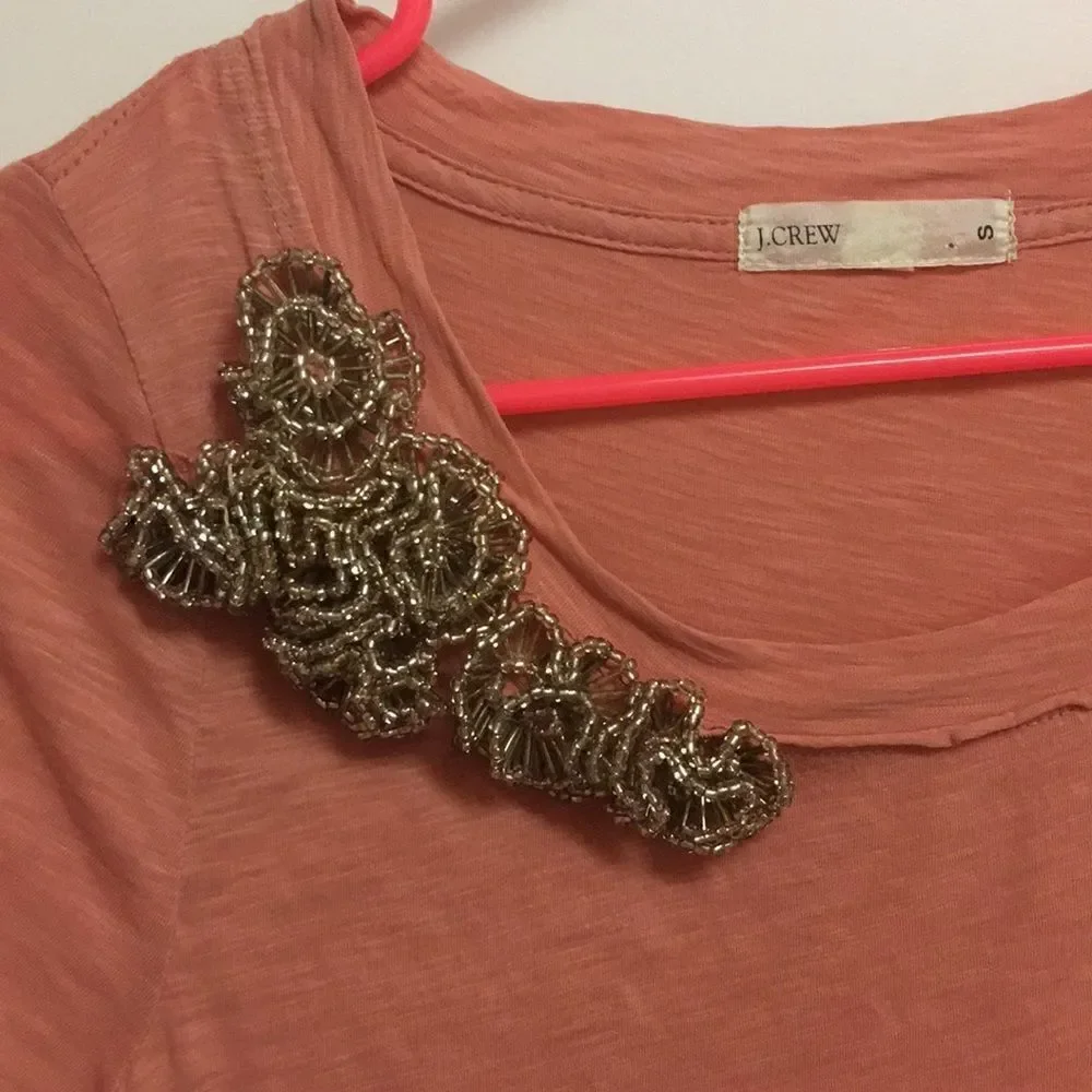 Jcrew salmon colored embellished T-shirt size S